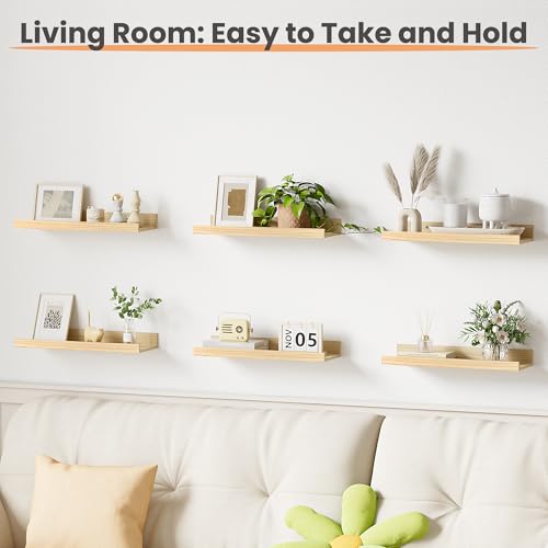 Floating Shelves for Wall Decor Storage (6 Count)