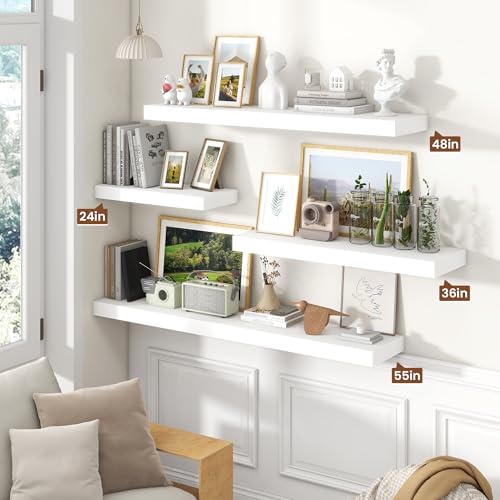 Floating Shelves 55.1" W x 10.3" D White Set of 2 (2 Count)