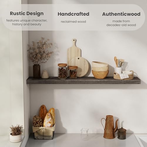 44 Inch Long Solid Wood Floating Shelves for Wall