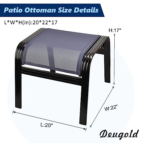 Outdoor Ottoman Patio Footstools Aluminum Small Chair Assembled Footrest for Porch Yard Garden 2 Set Navy Blue (2 Count)