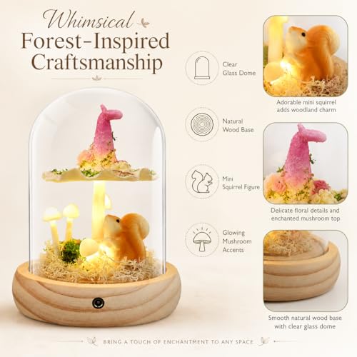 Mushroom Lamp in Glass Dome