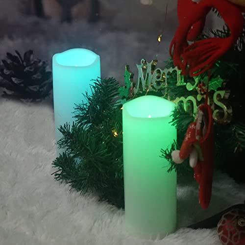 Waterproof Outdoor Color Changing Flameless Candles Remote Timer White Realistic Flickering Battery Operated Electric LED Pillars for Wedding Christmas Decoration Teen Girls 3”x8” 2PCS (2 Count)