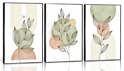 3Pcs Sage Green Boho Canvas Wall Art (3 Count)