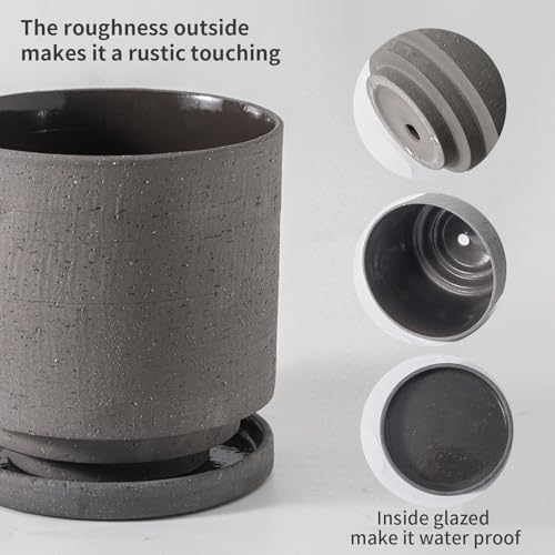 Ceramic Plant Pot Drainage Hole & Saucer for Indoor Plants