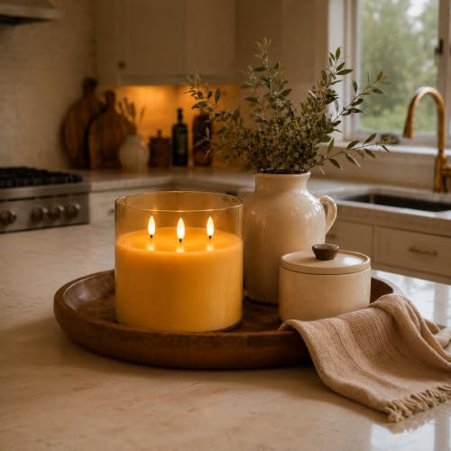 Amber Large Glass Flameless LED Candle