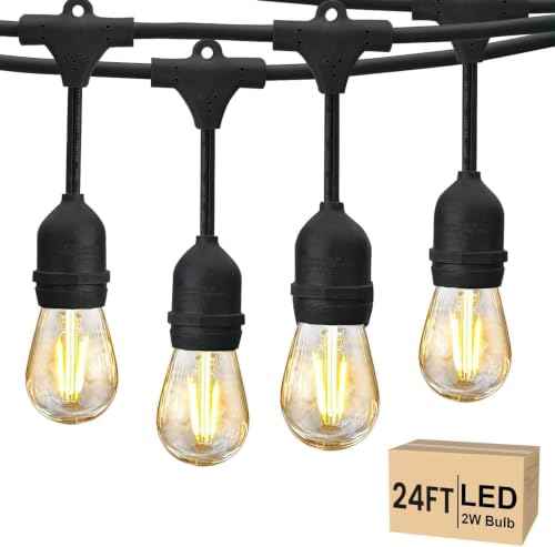 24 FT Outdoor String Lights LED 2W S14 Commercial Grade Waterproof (25 Foot)