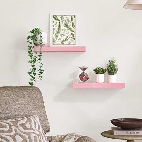 Pink Floating Shelves for Wall (2 Count)