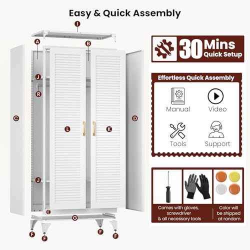 71" Tall White Wardrobe Closet with Door and Adjustable Shelves