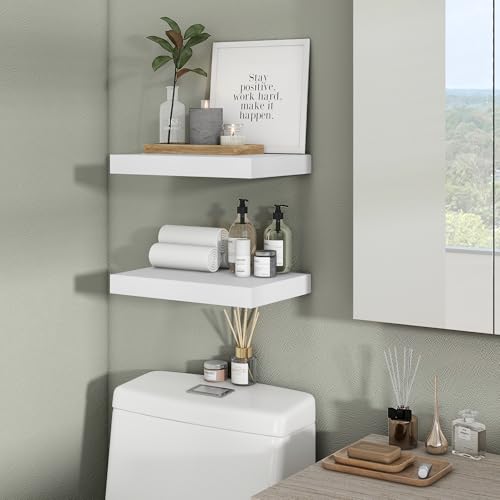 Floating Shelves 15.7" W x 10.3" D White Set of 2 (2 Count)