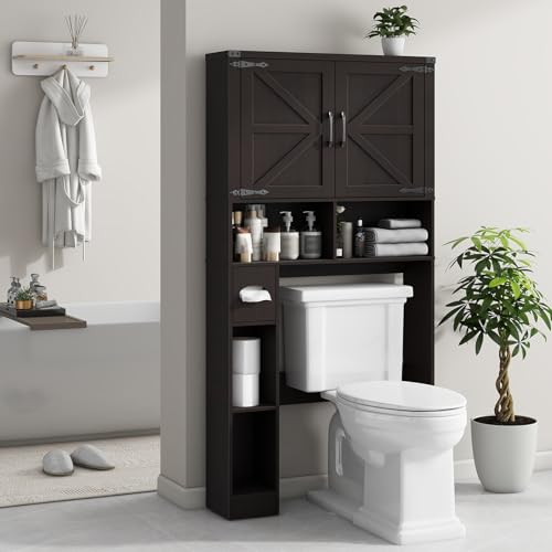 Over The Toilet Storage Cabinet with 2 Barn Doors