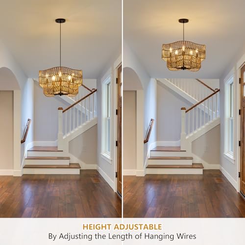 19.68" Large Rattan Chandelier