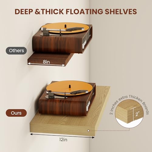 12 Deep Floating Shelves 30x12” Set of 2 (2 Count)