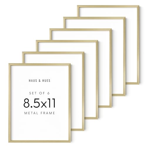 8.5x11 Gold Metal Picture Frames (6 Count)