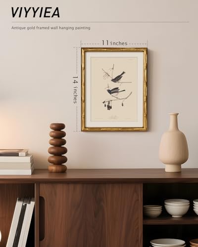 Bamboo Detail Design Gold Framed Wall Art Kitchen Decor