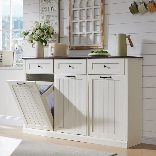 Triple Tilt Out Laundry Hamper Cabinet