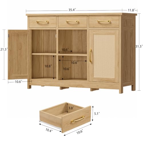 Coffee Bar Cabinet with 3 Drawers