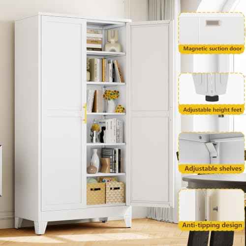 Metal 79“ Kitchen Pantry Cabinet