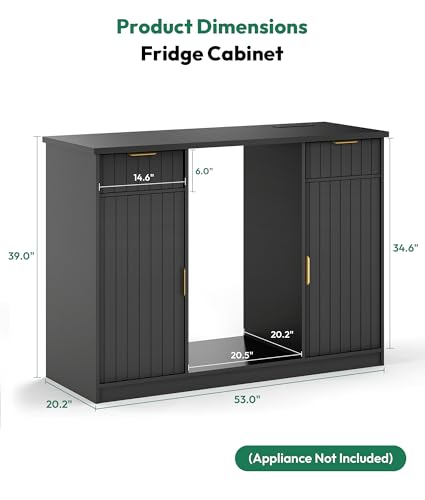 Coffee Bar Cabinet with Fridge Space and Power Outlet