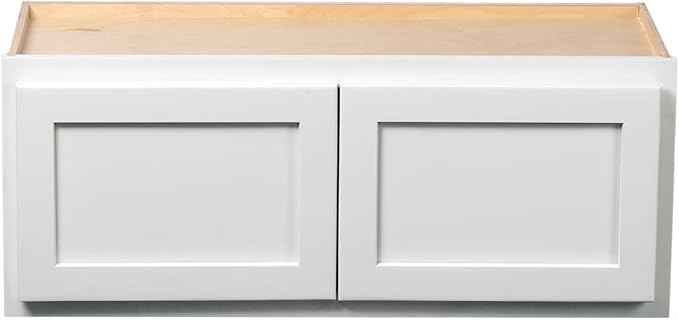 Quicklock RTA (Ready-to-Assemble) 42" Tall Wall Kitchen Cabinets - Shaker Style | 100% Hardwood | Made in America | Soft Close Hardware (Pure White, 12" D x 36" W x 24" H)