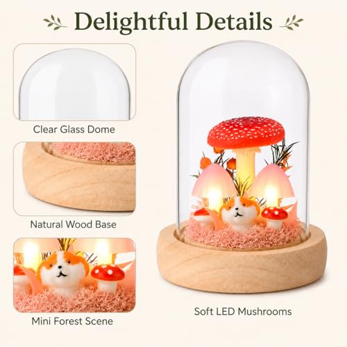 Mushroom Lamp in Glass Dome