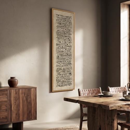 Large Framed Neutral Brown and Black Abstract Wall Art