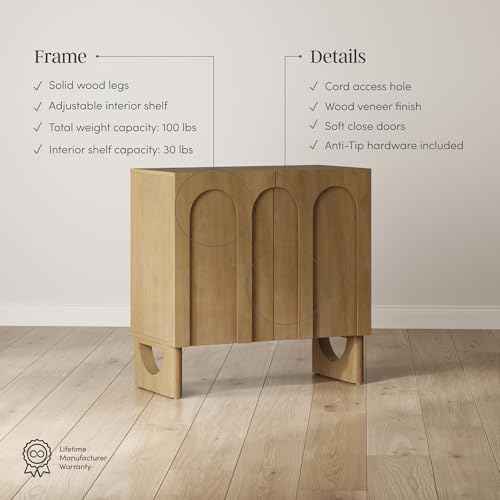 Jett Mid Century Modern Wood Credenza Storage Cabinet