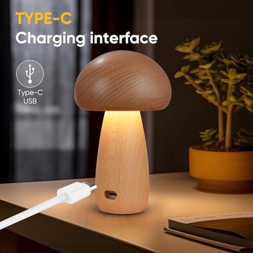 2 Pack Wooden Mushroom Lamp (2 Count)