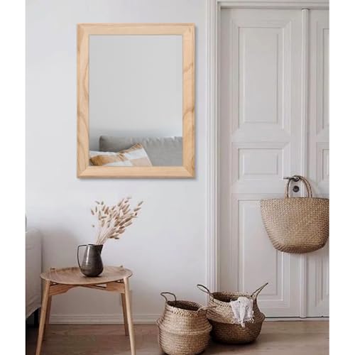 Rustic Mirrors for Wall Rectangle Wood Frame Mirror Large 26"x18" Decorative for Farmhouse Bedroom Bathroom Living Room Large
