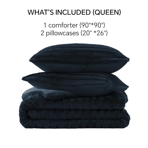 Faux Fur Queen Comforter Set