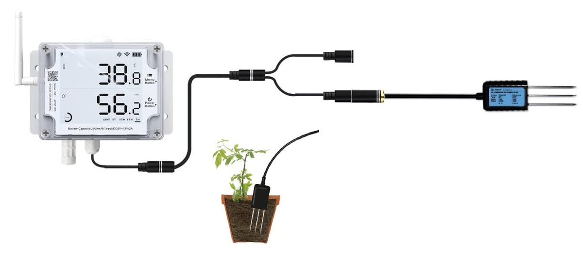 UbiBot GS1-AETH1RS + Soil Temperature Moisture Probe Ethernet Thermometer Hygrometer, WiFi Temperature Humidity Sensor, Digital Temperature Data Logger, Free App Email Alert