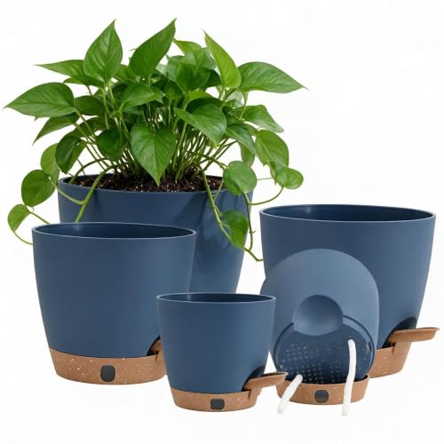 5 Pack Reservoir & Drainage Plastic Flower Pots (5 Count)