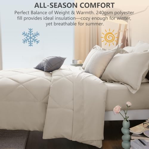 Queen Comforter Set with Sheets Beige
