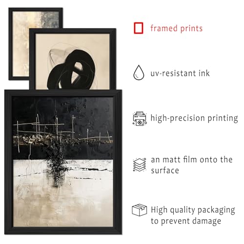 16 PCS Framed Black and White Abstract Wall Art Decor (16 Count)