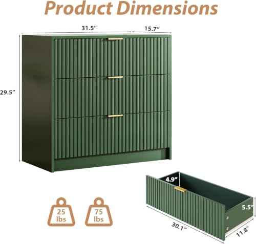 3 Drawer Nightstand Set of 2