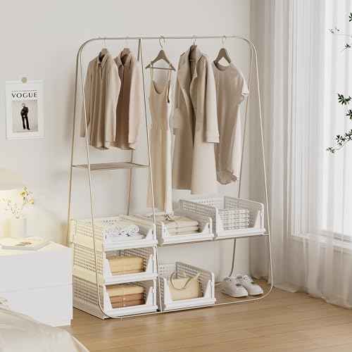 5 Pack Closet Storage Bins Stackable Organizer Drawer Shelf (5 Count)