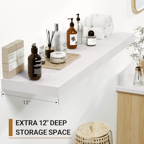 48 Inch White Floating Shelves (2 Count)