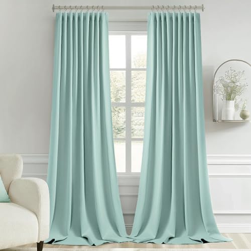Aqua Back Tab Blackout Curtains 52x96 Inch Long 2 Panels Set (2 Count)