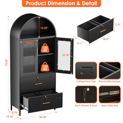 Tall Black Arched Bookcase