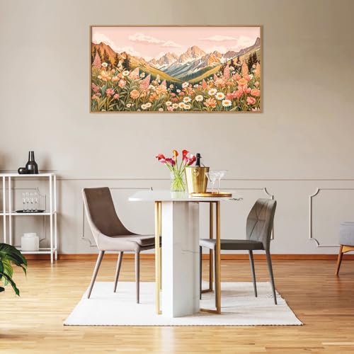Large Abstract Colorful Mountain Framed Canvas Wall Art