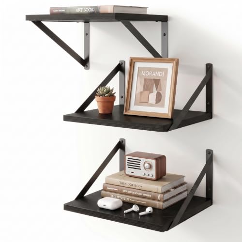 Black Floating Shelves Set of 3