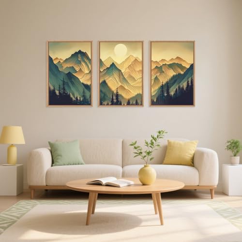 Mountains Forests Framed Canvas Wall Art Set