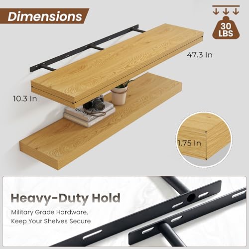 Floating Shelves 47.2" W x 10.3" D Oak Set of 2 (2 Count)