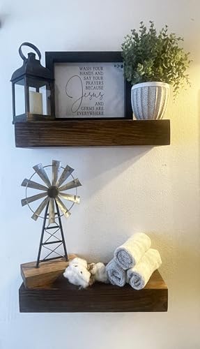 x2 18 Inch Wooden Floating Shelves for Wall (2 Count)