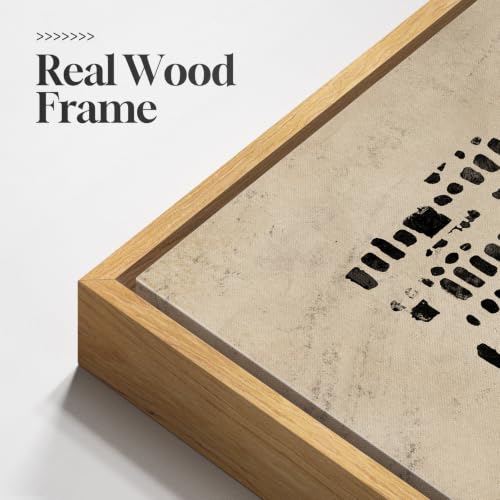 Large Framed Neutral Brown and Black Abstract Wall Art