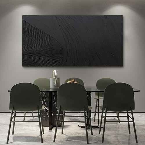 Canvas Wall Art Decor Modern Textured Wall Art Decor Canvas Art Wall Decor Black Silence Wall Painting Decorations Artwork Wall Art Prints for Room Living Room Bedroom Office Decor 24"X48"