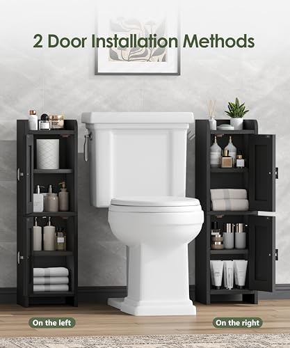 Small Bathroom Cabinet Narrow Toilet Paper Organizer Black