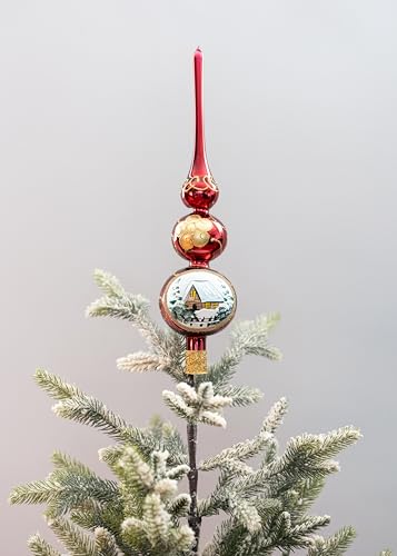 Christmas Tree Topper Mouth Blown Finial Tree Topper Midcentury Tree Topper Hand Decorated Made in Poland