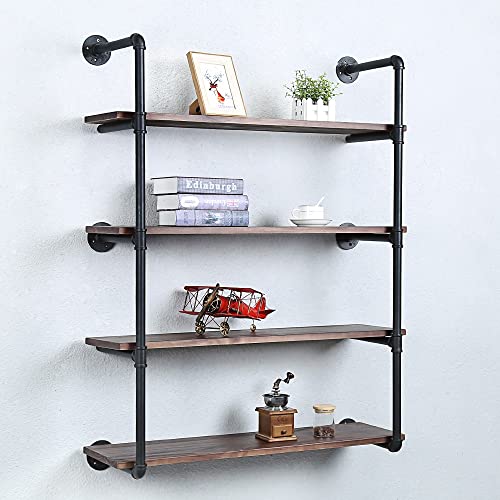 Industrial Pipe Shelves With Wood Planks