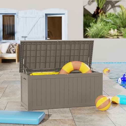 180 Gallon Outdoor Storage Box Patio Deck Box Waterproof