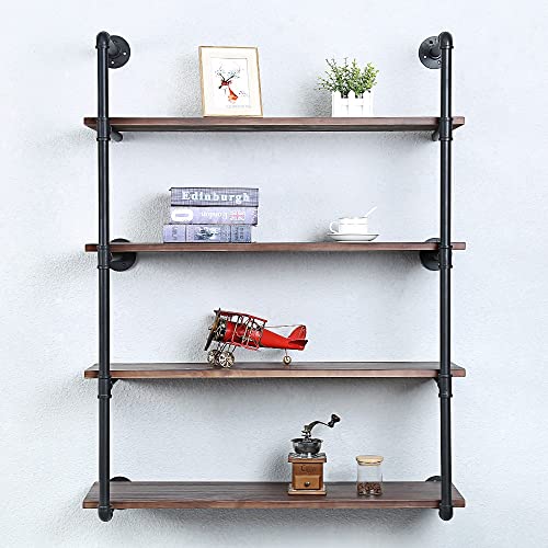 Industrial Pipe Shelves With Wood Planks